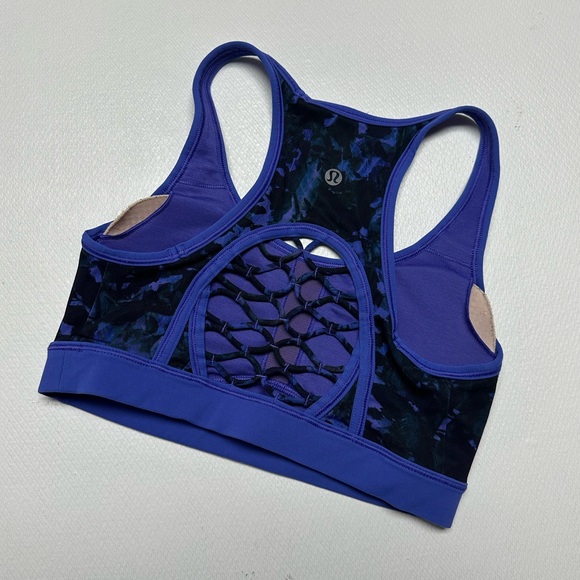 Lululemon Sweaty or Not Sports Bra Floral Sport Backdrop Iris Flower Multi 4 EUC - Picture 4 of 9